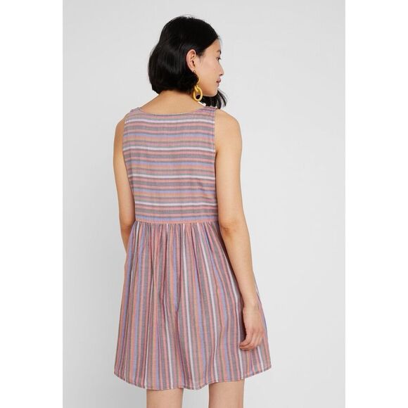 Madewell Scoop Neck Tank Dress size XS Mini Striped pink Sleeveless - Picture 2 of 10